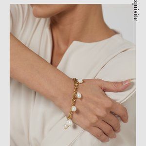 Elegant 18k Gold Natural Pearl Bracelet